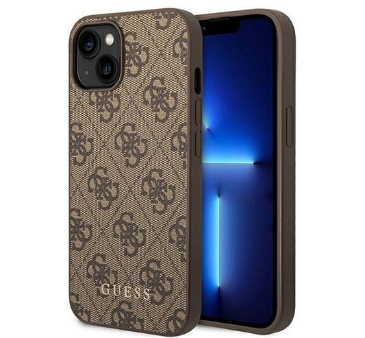Guess 4G Metal Gold Apple iPhone 14 hátlap tok, barna – a Guess kínálatából | Domshop