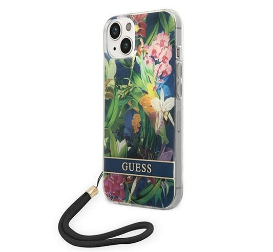 Guess Flower Strap Apple iPhone 14 Plus hátlap tok, kék – a Guess kínálatából | Domshop