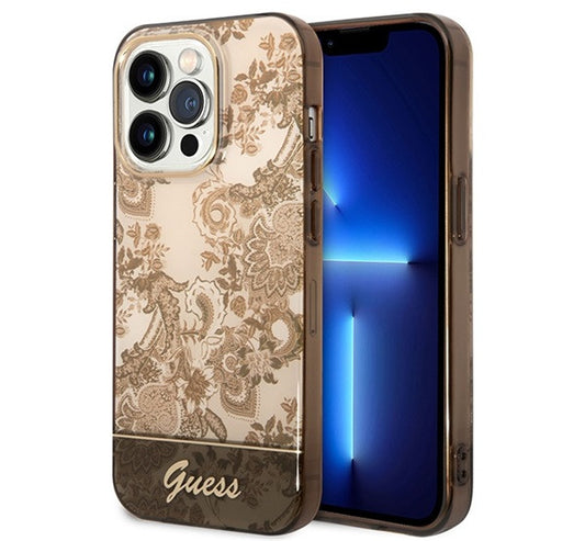 Guess Porcelain Collection Apple iPhone 14 Pro hátlap tok, arany – a Guess kínálatából | Domshop