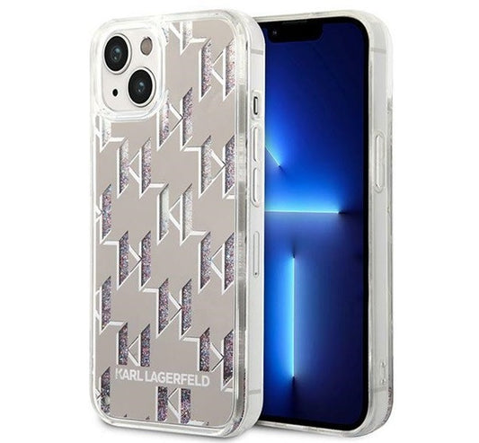 Karl Lagerfeld Liquid Glitter Monogram Apple iPhone 14 Plus hátlap tok, ezüst – a Karl Lagerfeld kínálatából | Domshop