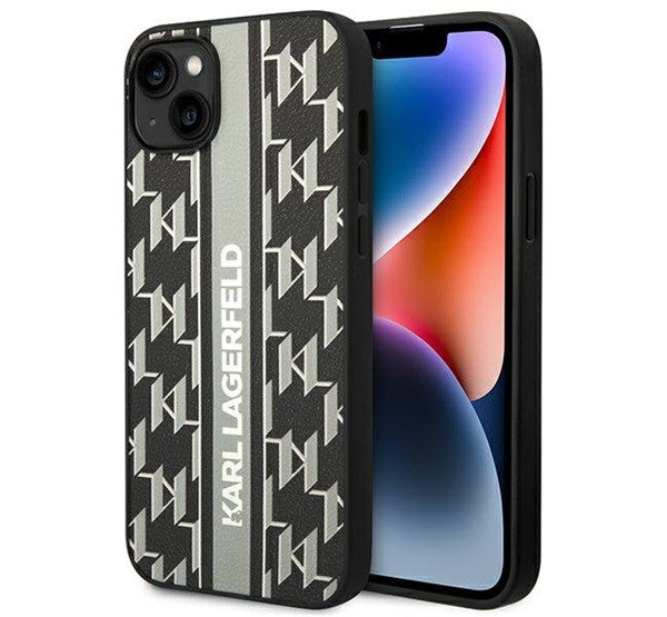 Karl Lagerfeld Monogram Stripe Apple iPhone 14 Plus hátlap tok, szürke – iPhone 14 Plus tok a Karl Lagerfeld kínálatából | Domshop