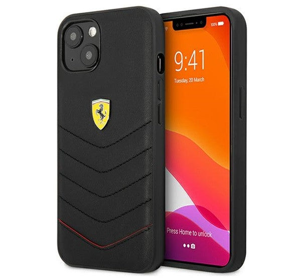 Ferrari Off Track Quilted Apple iPhone 13 mini hátlap tok, fekete – a Ferrari kínálatából | Domshop