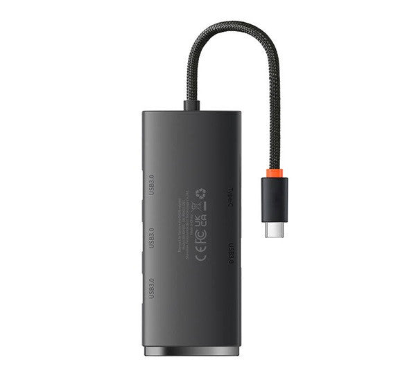 Baseus Lite Hub 4in1 USB-C, 4x USB-A 3.0+USB-C, 25cm , fekete – Átalakító, hub a Baseus kínálatából | Domshop