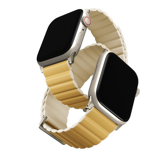 Uniq Revix Premium mágneses szilikon szíj Apple Watch 38/40/41mm, sárga/csont – Apple Watch Szilikon Szíjak a Uniq kínálatából | Domshop