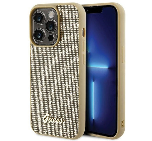 Guess Disco Metal Script Apple iPhone 15 Pro hátlap tok, arany – a Guess kínálatából | Domshop