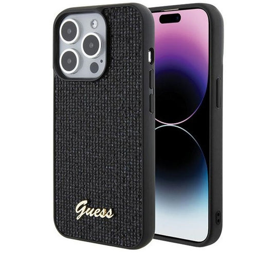 Guess Disco Metal Script Apple iPhone 15 Pro hátlap tok, fekete – a Guess kínálatából | Domshop