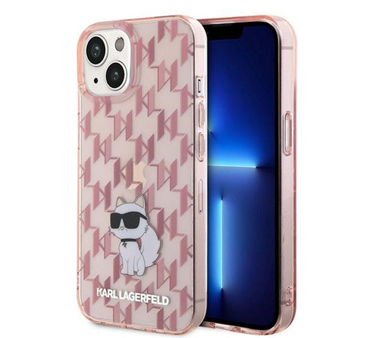 Karl Lagerfeld Monogram Choupette Apple iPhone 15 hátlap tok, rózsaszín – a Karl Lagerfeld kínálatából | Domshop