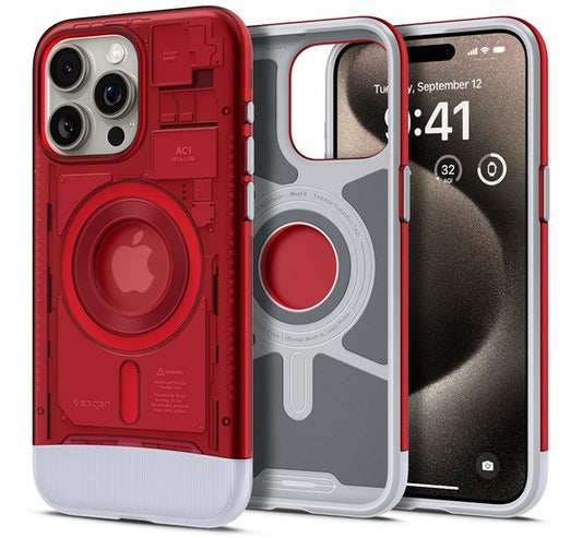 Spigen Classic C1 MagFit Apple iPhone 15 Pro tok, MagSafe, piros – a Spigen kínálatából | Domshop