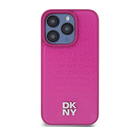 DKNY PU Leather Repeat Pattern Stack Logo Apple iPhone 15 Pro Magsafe tok, rózsaszín – a DKNY kínálatából | Domshop