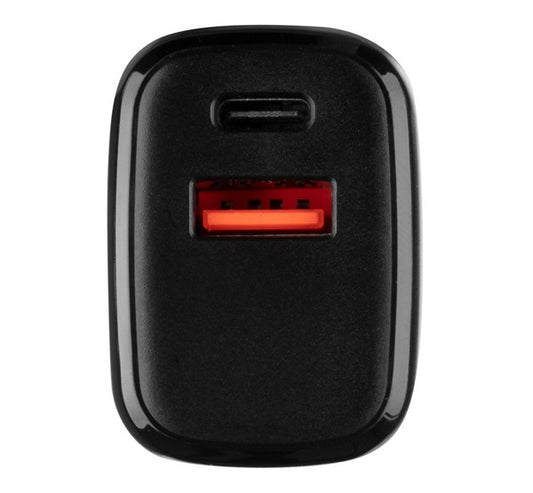 Tactical Base Plug Dual gyorstöltő adapter USB-A+ USB-C, 20W, fekete – a Tactical kínálatából | Domshop