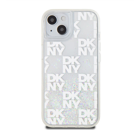DKNY Liquid Glitter Checkered Pattern iPhone 15 hátlap tok, átlátszó – a DKNY kínálatából | Domshop