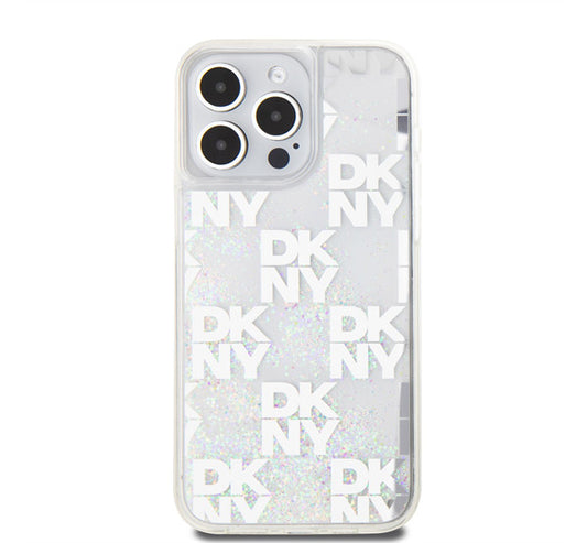 DKNY Liquid Glitter Checkered Pattern iPhone 15 Pro Max hátlap tok, átlátszó – a DKNY kínálatából | Domshop