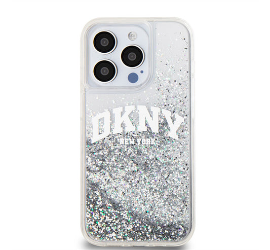 DKNY Liquid Glitter Arch Logo iPhone 14 Pro hátlap tok, átlátszó – a DKNY kínálatából | Domshop