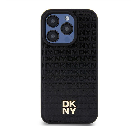 DKNY PU Leather Repeat Pattern Stack Logo iPhone 15 Pro Max Magsafe hátlap tok, fekete – iPhone 15 Pro Max tok a DKNY kínálatából | Domshop