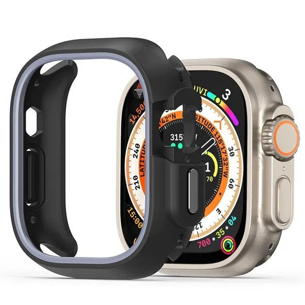 Apple Watch 7-9 (41 mm), Műanyag + szilikon védőkeret, szíj nélkül, közepesen ütésálló, Dux Ducis Bamo, sötétszürke -  Apple Watch Tokok a Domshop kínálatából