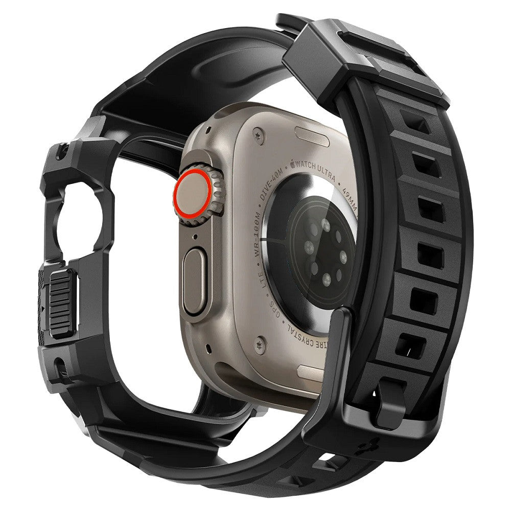 Apple Watch Ultra (49 mm), Szilikon védőkeret, ütésálló, szíjjal, Spigen Rugged Armor Pro, fekete -  Apple Watch Tokok a Domshop kínálatából
