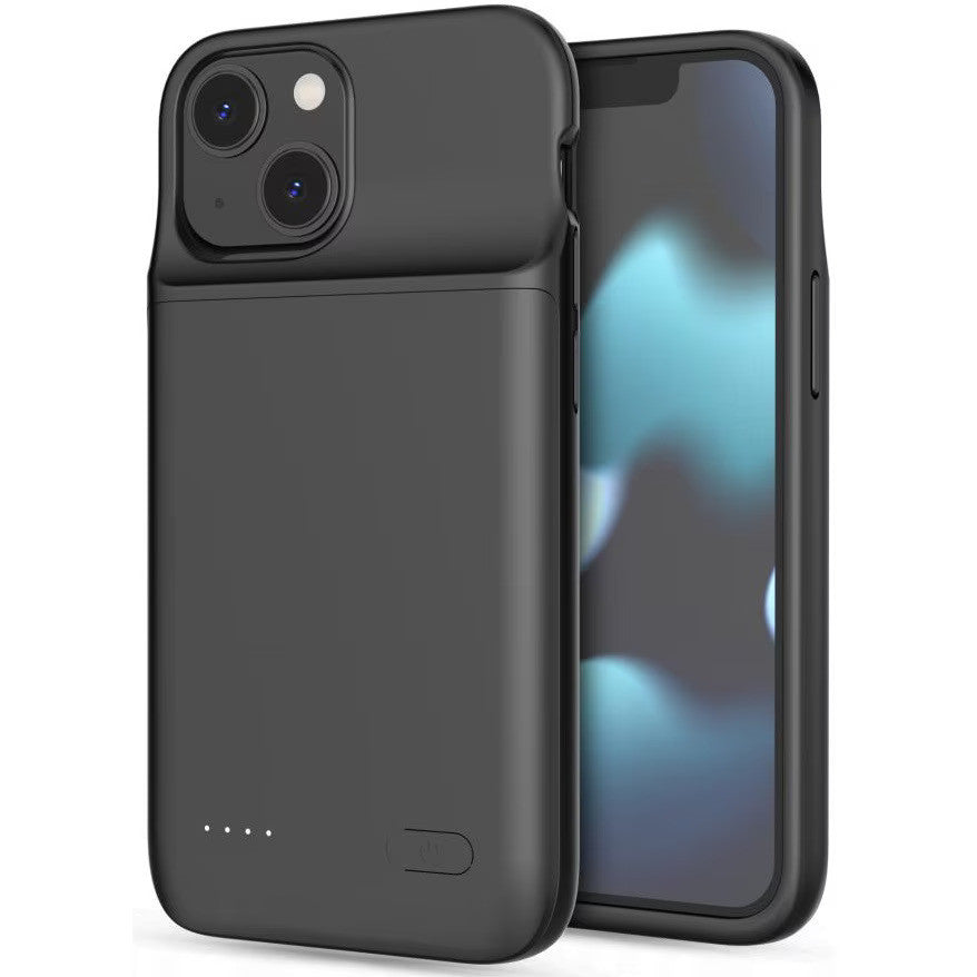 Apple iPhone 12 Mini / 13 Mini, Szilikon tok, műanyag hátlap + Akkumulátor, 4700 mAh, LED-es, Tech-Protect PowerCase, fekete -  iPhone 12 Mini tok a Domshop kínálatából