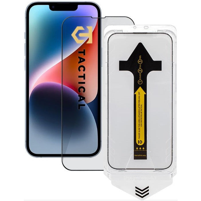 Apple iPhone 13 / 13 Pro / 14 / 16e, Kijelzővédő fólia, ütésálló fólia (az íves részre is!), Tempered Glass (edzett üveg), segéd kerettel, Tactical Impact Barrier, fekete -  iPhone 13/13Pro/14/16e fólia a Domshop kínálatából