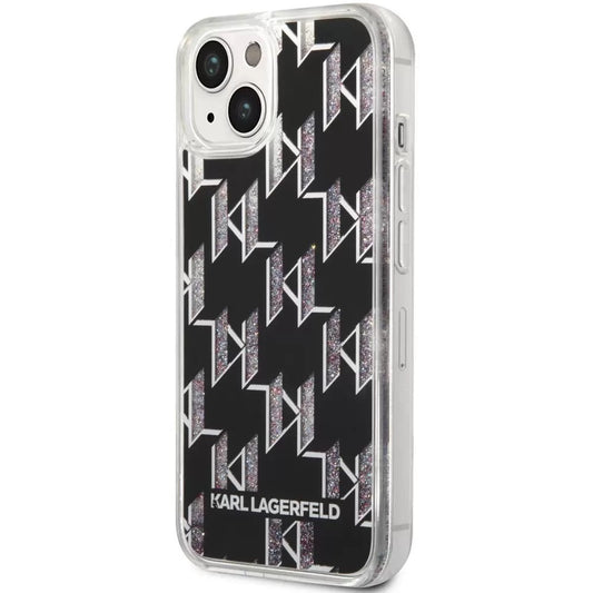 Apple iPhone 14 Plus, Műanyag hátlap védőtok, Monogram minta, Karl Lagerfeld Monogram Liquid Glitter, fekete -  iPhone 14 Plus tok a Domshop kínálatából