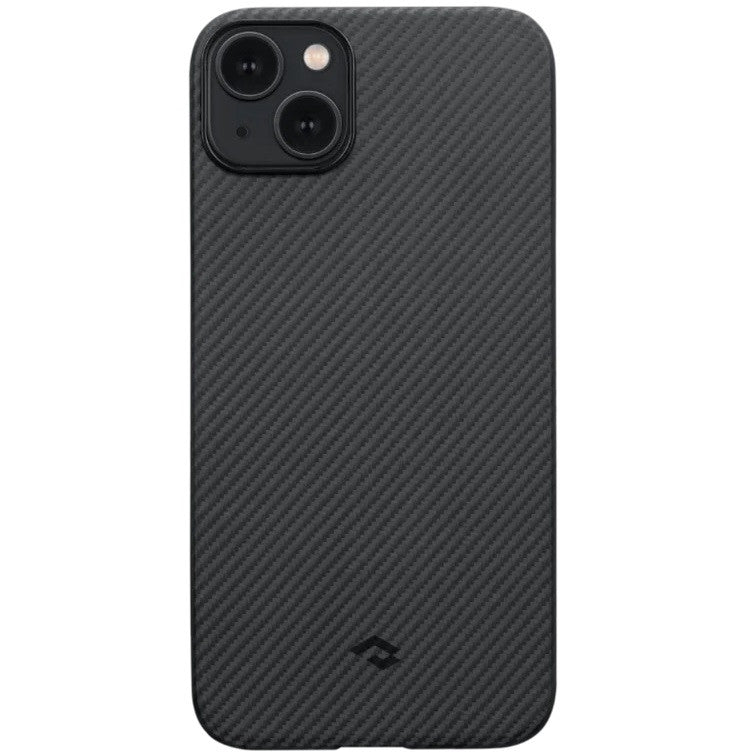 Apple iPhone 14 Plus, Műanyag hátlap védőtok, közepesen ütésálló, 600D aramidszállal, Magsafe töltővel kompatibilis, karbon minta, Pitaka MagEz Case 3, fekete/szürke -  iPhone 14 Plus tok a Domshop kínálatából