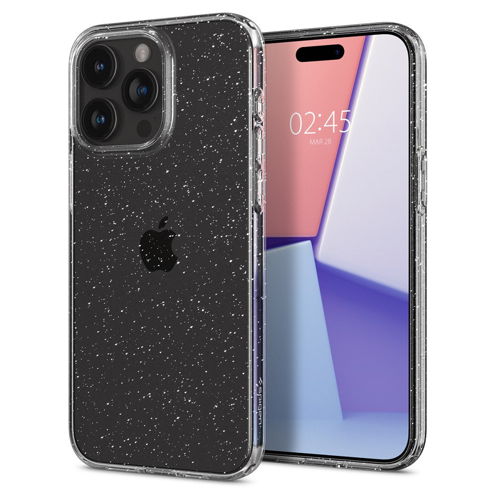 Apple iPhone 15 Pro Max, Szilikon tok, Spigen Liquid Crystal Glitter, átlátszó -  iPhone 15 Pro Max tok a Domshop kínálatából