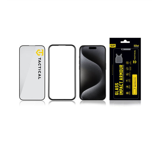 Apple iPhone 16 Pro / 17 / 17 Pro, Kijelzővédő fólia, ütésálló fólia (az íves részre is!), Tempered Glass (edzett üveg), Tactical Glass Impact Armour, fekete -  iPhone 17 Air fólia a Domshop kínálatából