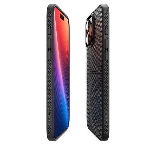 Apple iPhone 16 Pro Max, Szilikon tok, Spigen Liquid Air, háromszög minta, fekete -  iPhone 16 Pro Max tok a Domshop kínálatából