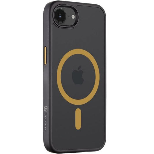 Apple iPhone 16e, Műanyag hátlap védőtok + szilikon keret, közepesen ütésálló, Magsafe kompatibilis, Tactical MagForce Hyperstealth 2.0, áttetsző/fekete/sárga -  iPhone 16e tok a Domshop kínálatából