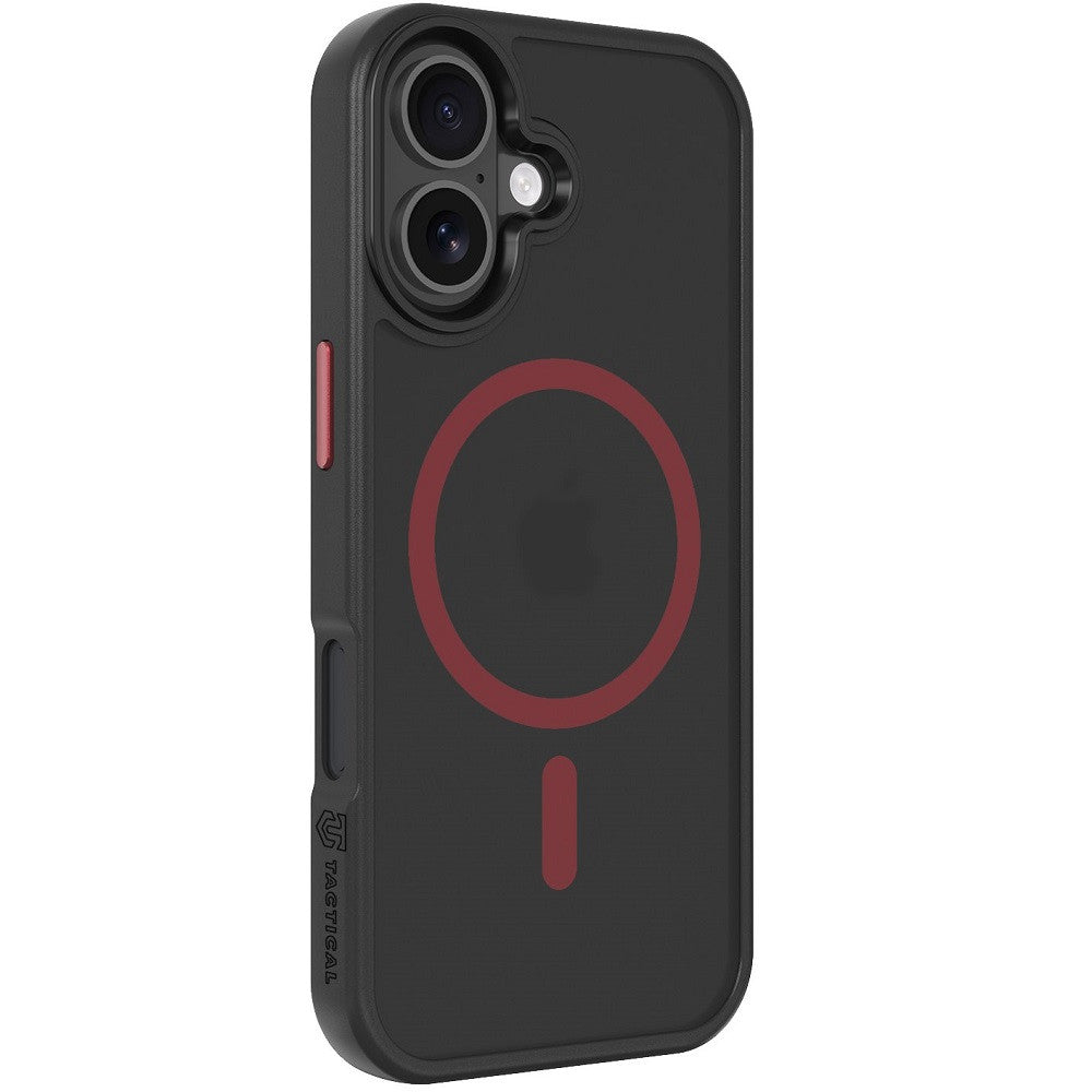 Apple iPhone 17, Műanyag hátlap védőtok + szilikon keret, közepesen ütésálló, Magsafe kompatibilis, Tactical MagForce Hyperstealth 2.0, áttetsző/fekete/piros -  iPhone 17 tok a Domshop kínálatából