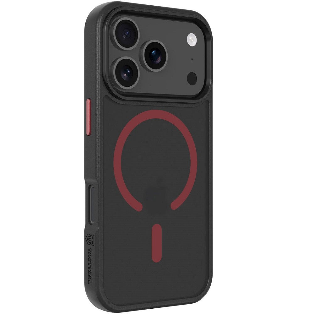 Apple iPhone 17 Pro, Műanyag hátlap védőtok + szilikon keret, közepesen ütésálló, Magsafe kompatibilis, Tactical MagForce Hyperstealth 2.0, áttetsző/fekete/piros -  iPhone 17 Pro tok a Domshop kínálatából