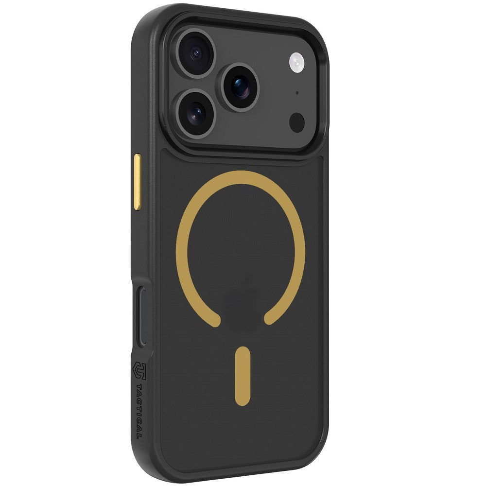 Apple iPhone 17 Pro, Műanyag hátlap védőtok + szilikon keret, közepesen ütésálló, Magsafe kompatibilis, Tactical MagForce Hyperstealth 2.0, áttetsző/fekete/sárga -  iPhone 17 Pro tok a Domshop kínálatából