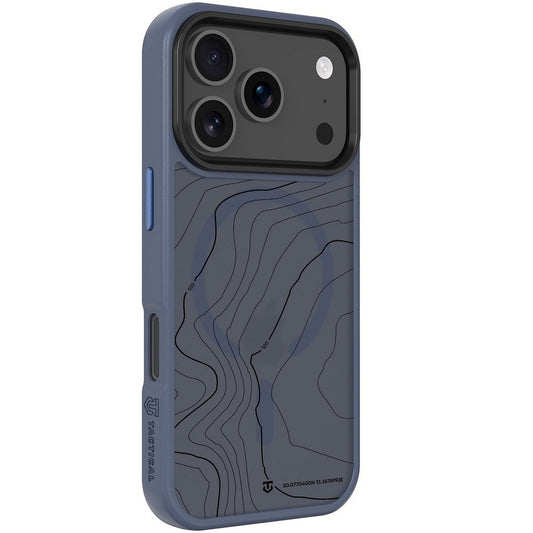 Apple iPhone 17 Pro, Műanyag hátlap védőtok + szilikon keret, közepesen ütésálló, Magsafe kompatibilis, térkép minta, Tactical MagForce Hyperstealth Sika, áttetsző/sötétkék -  iPhone 17 Pro tok a Domshop kínálatából