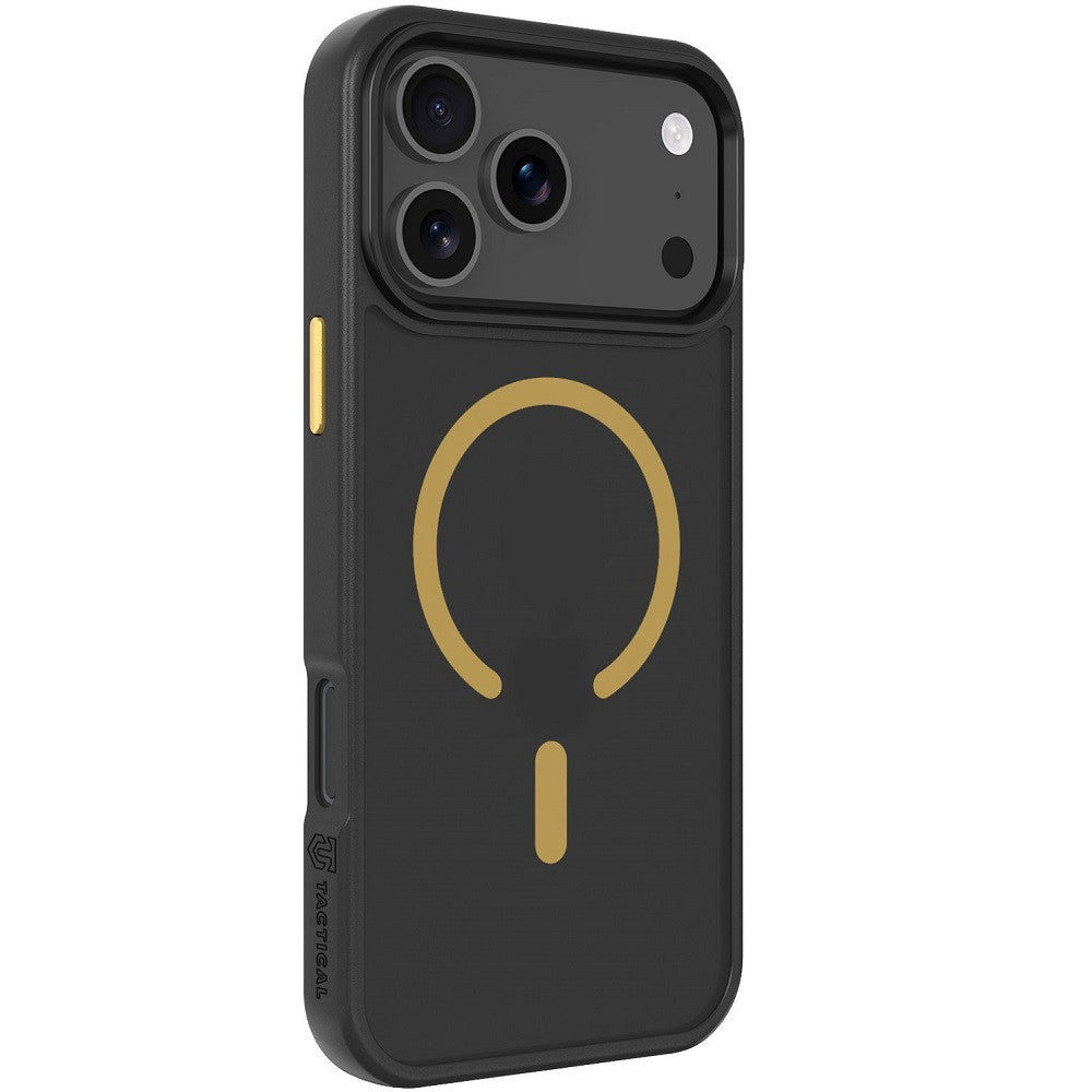 Apple iPhone 17 Pro Max, Műanyag hátlap védőtok + szilikon keret, közepesen ütésálló, Magsafe kompatibilis, Tactical MagForce Hyperstealth 2.0, áttetsző/fekete/sárga