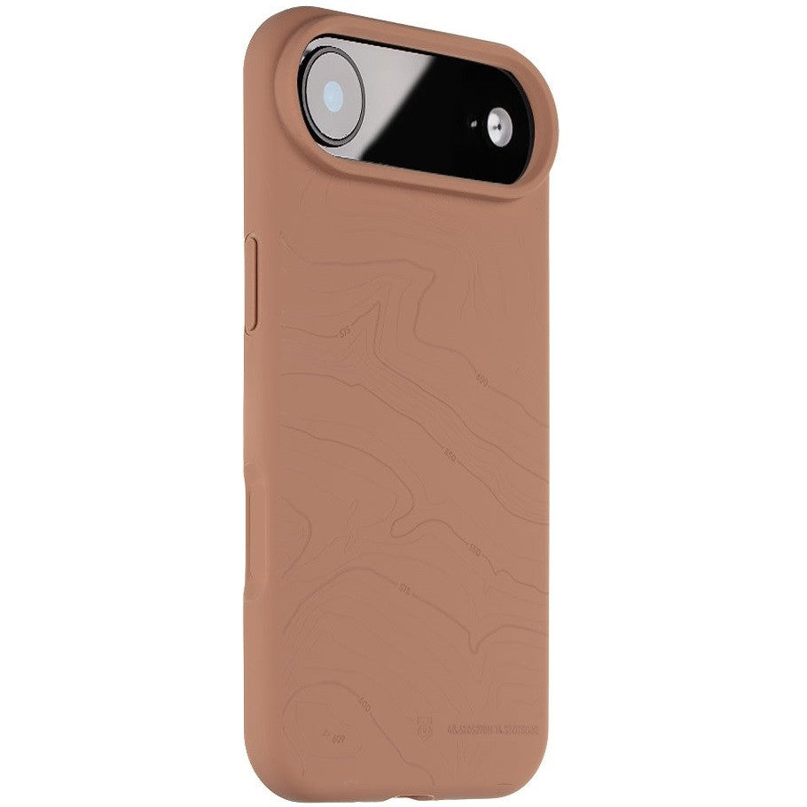 Apple iPhone Air (2025), Szilikon tok, mikrofiber plüss belső, Magsafe kompatibilis, térkép minta, Tactical MagForce Beaver, barna