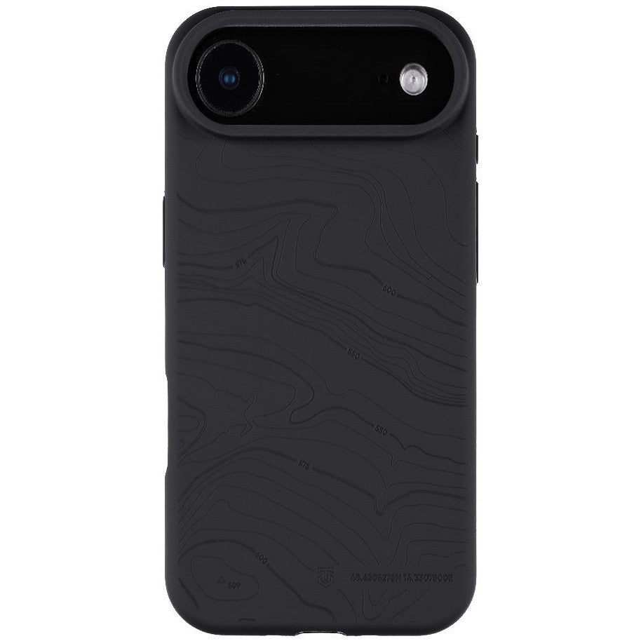 Apple iPhone Air (2025), Szilikon tok, mikrofiber plüss belső, Magsafe kompatibilis, térkép minta, Tactical MagForce Beaver, sötétszürke