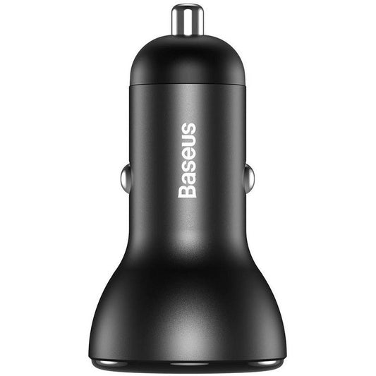 Autós töltő, Szivargyújtós töltő, 24W, 2 x USB aljzat, gyorstöltés, LED kijelzővel, Baseus CCBX-0G, szürke -  Autós töltő a Domshop kínálatából