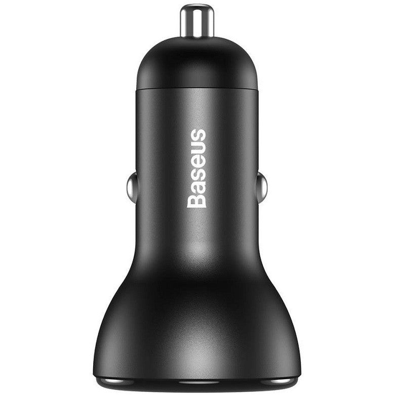 Autós töltő, Szivargyújtós töltő, 24W, 2 x USB aljzat, gyorstöltés, LED kijelzővel, Baseus CCBX-0G, szürke -  Autós töltő a Domshop kínálatából