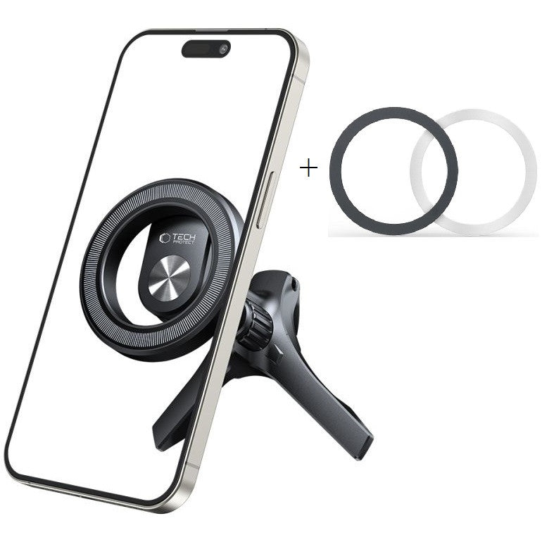 Autós tartó, szellőzőrácsra rögzíthető, 360°-ban forgatható, mágneses, Magsafe kompatibilis, Magsafe gyűrűvel, TP N53 Magnetic Magsafe, fekete -  Autós tartó a Domshop kínálatából
