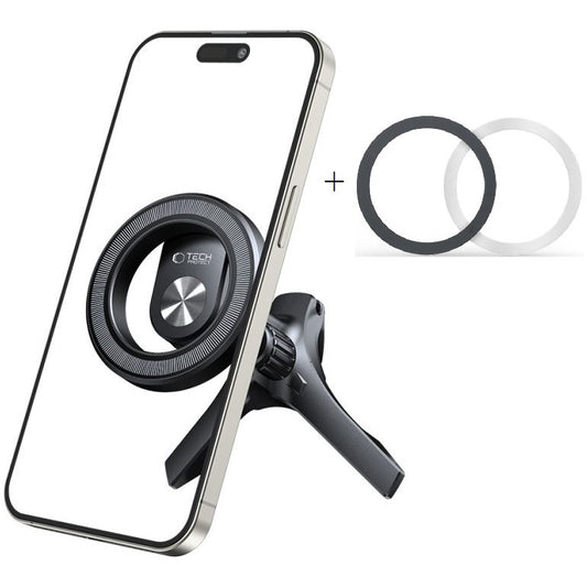 Autós tartó, szellőzőrácsra rögzíthető, 360°-ban forgatható, mágneses, Magsafe kompatibilis, Magsafe gyűrűvel, TP N53 Magnetic Magsafe, fekete -  Autós tartó a Domshop kínálatából