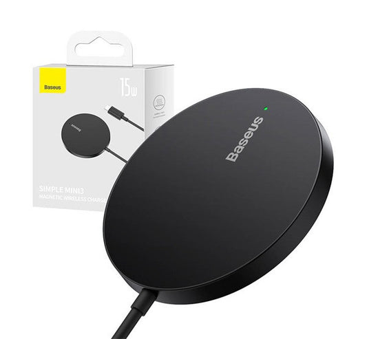 Baseus Simple Mini3 Mágneses vezeték nélküli töltő,15W, fekete -  Vezeték nélküli töltő a Domshop kínálatából