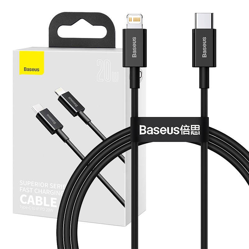Baseus Superior Series USB-C-Lightning kábel, 20 W, PD, 1 m, fekete -  Lightning kábel a Domshop kínálatából