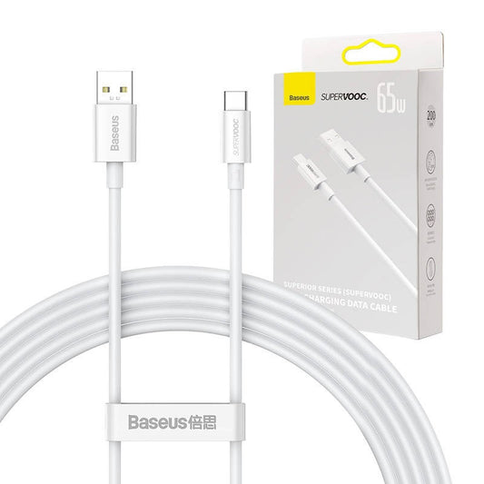 Baseus Superior Series USB-USB-C kábel, 65 W, PD, 2m, fehér -  USB-C kábel a Domshop kínálatából