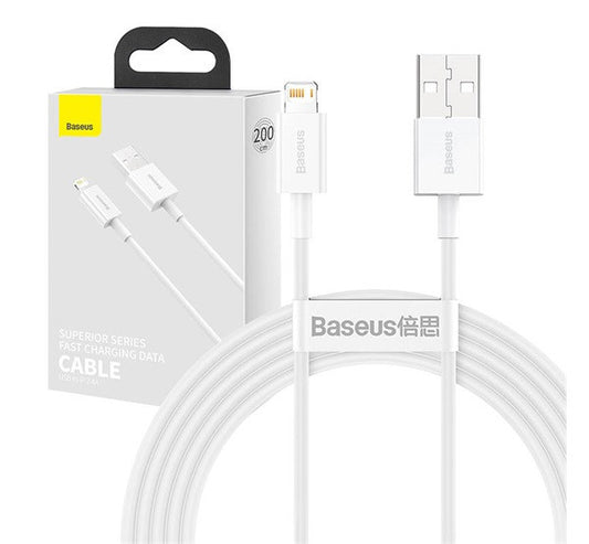 Baseus Superior USB-A - Lightning kábel, 2,4A, 2m, fehér -  Lightning kábel a Domshop kínálatából