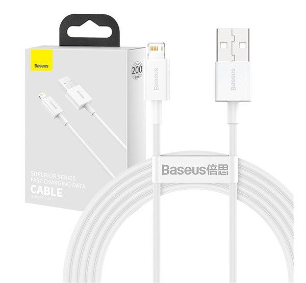 Baseus Superior USB-A - Lightning kábel, 2,4A, 2m, fehér -  Lightning kábel a Domshop kínálatából