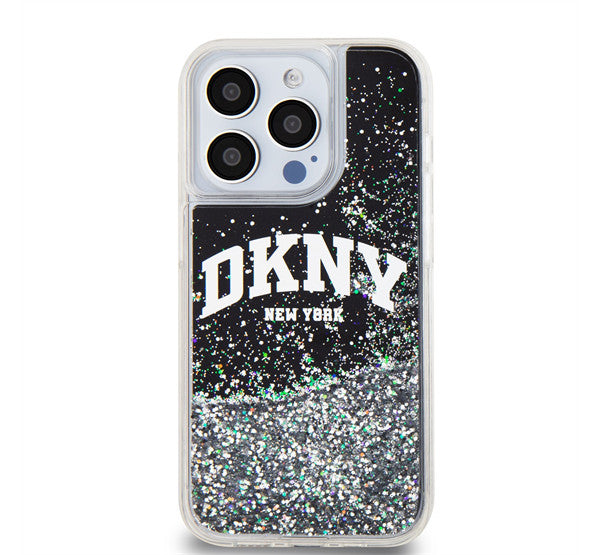 DKNY Liquid Glitter Arch Logo iPhone 15 Pro hátlap tok, fekete -  iPhone 15 Pro tok a Domshop kínálatából