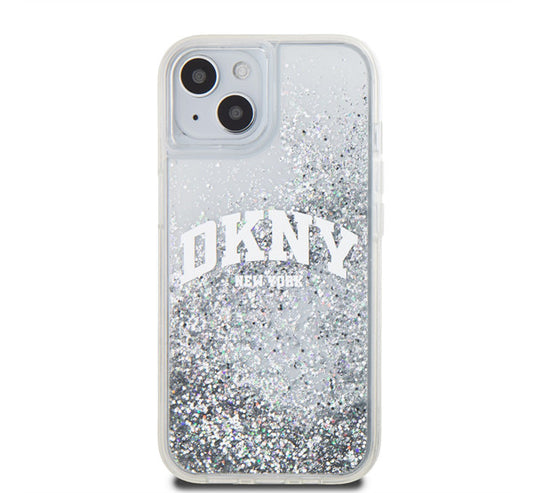 DKNY Liquid Glitter Arch Logo iPhone 15 hátlap tok, átlátszó -  iPhone 15 tok a Domshop kínálatából