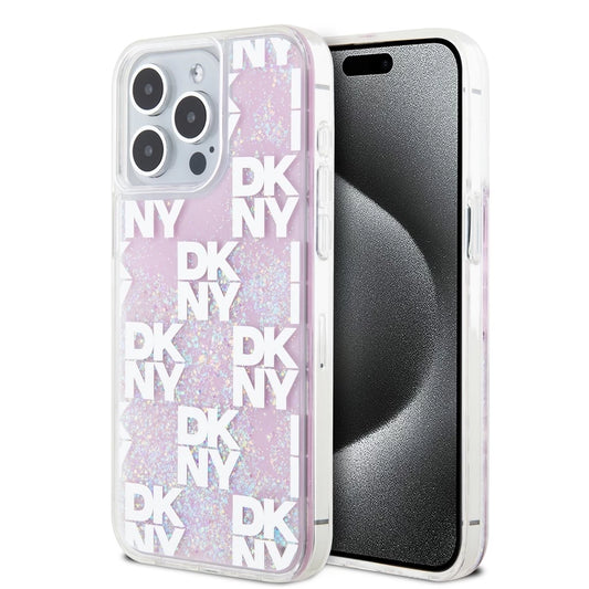 DKNY Liquid Glitter Checkered Pattern tok iPhone 15 Pro Max készülékhez rózsaszín -  iPhone 15 Pro Max tok a Domshop kínálatából