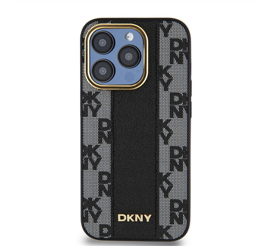 DKNY PU Leather Checkered Pattern Apple iPhone 15 Pro Magsafe tok, fekete -  iPhone 15 Pro tok a Domshop kínálatából