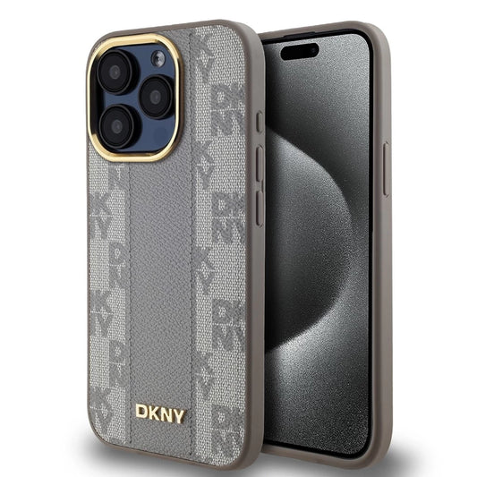 DKNY PU Leather Checkered Pattern Magsafe tok iPhone 15 Pro Max készülékhez bézs -  iPhone 15 Pro Max tok a Domshop kínálatából