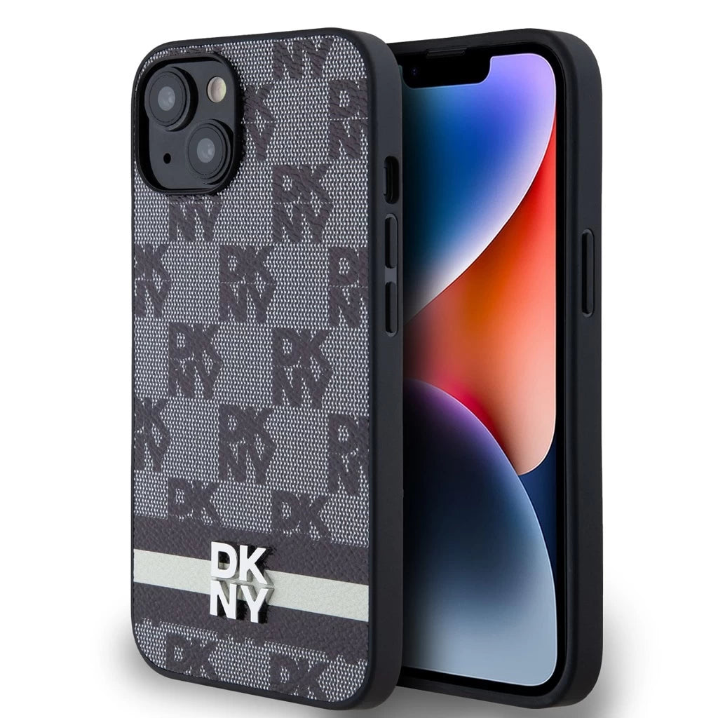 DKNY PU Leather Checkered Pattern and Stripe tok iPhone 13 készülékhez fekete -  iPhone 13/14 tok a Domshop kínálatából
